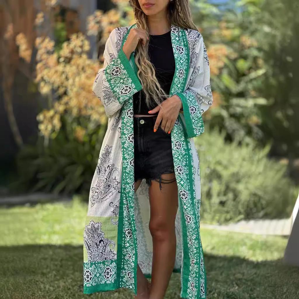 Весенне-осенний женский модный кардиган с длинным рукавом, повседневный кардиган с принтом больших размеров