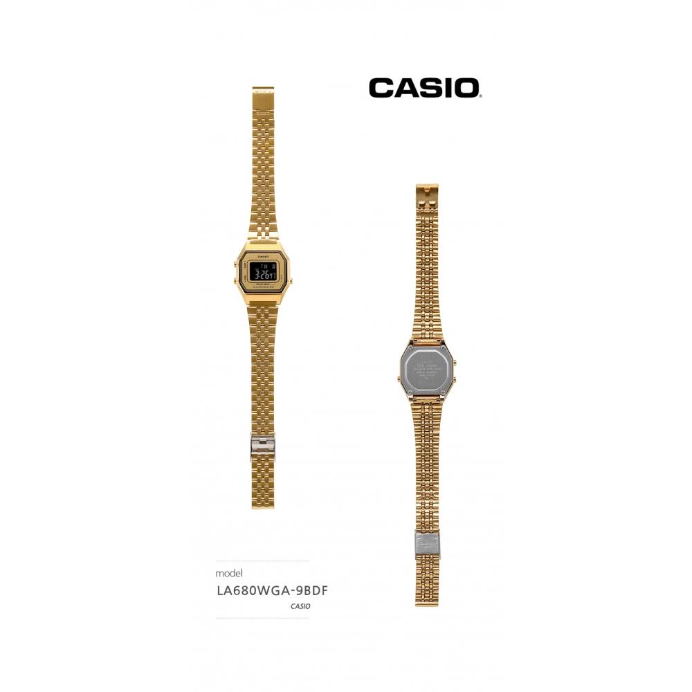 Casio La680wga 9bdf  La680wga 9b  Цифровые Квадратные Винтажные Ретро Общественные Металлические Часы