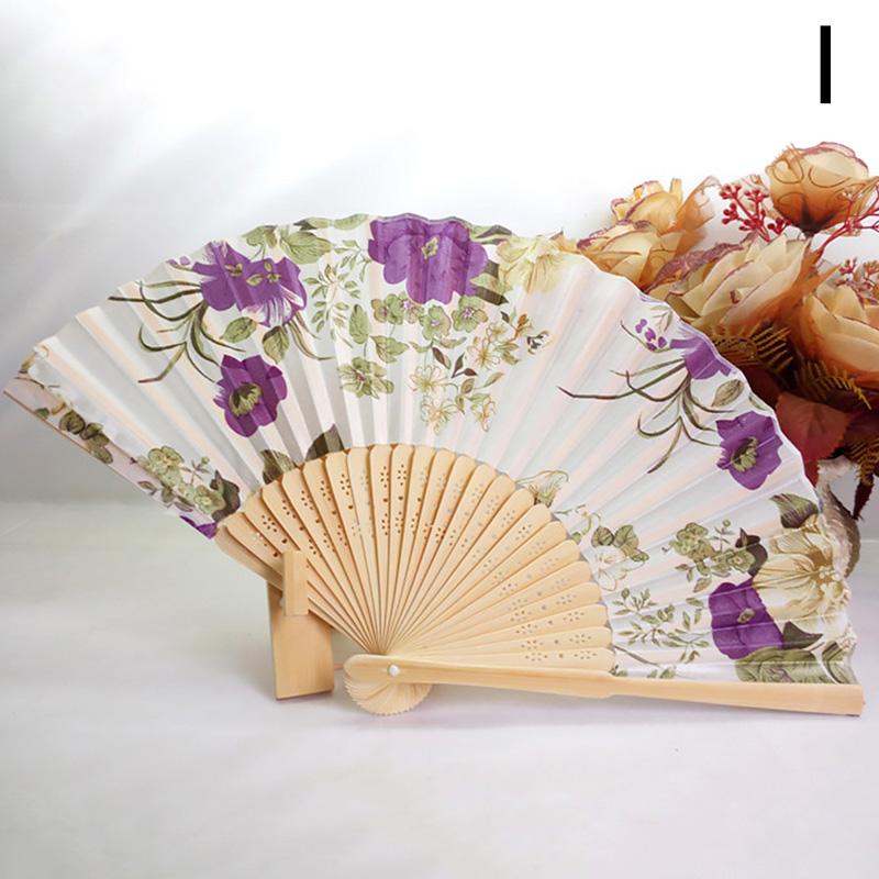 Шелковый веер в китайском японском стиле, складной веер, свадебный веер, художественные подарки, танцевальный ручной веер, винтажный бамбуковый складной ручной веер с цветком