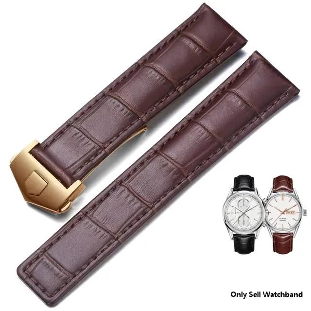 Оригинальный кожаный ремешок для часов Tag Heuer Carrera Monaco Черный Коричневый Браслет Наручные часы Ремешок для часов 19мм 20мм 22мм