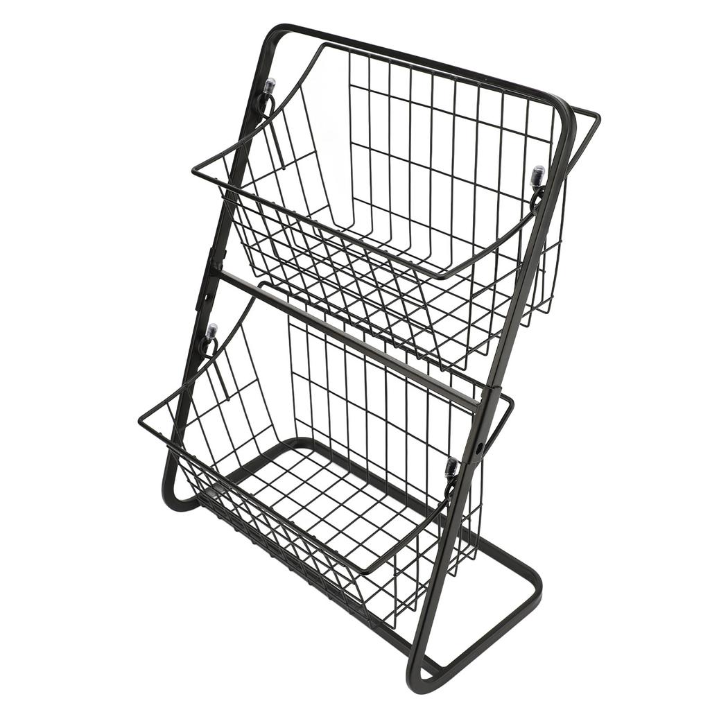 Кухонная корзина для хранения фруктов Многоцелевая сетчатая из углеродистой стали Полая конструкция 2-ярусная корзина-чаша для фруктов для кухонной столешницы