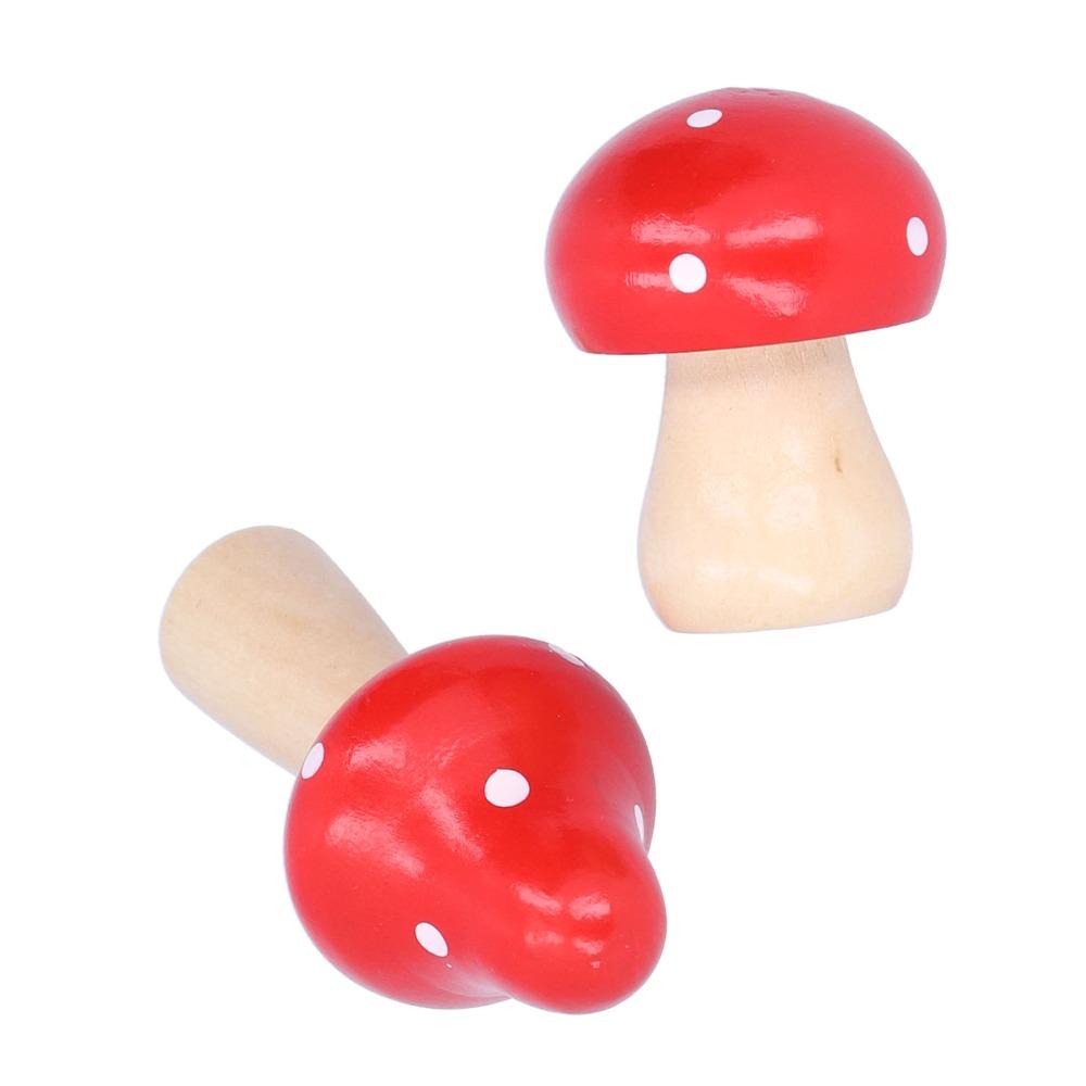 3pcs Wood Mushroom Ornament S L M Indoor Decoration Figurine Festival Gift Ornament Bedroom