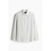 H M Loose Fit Textured sHirt wHite Stripe