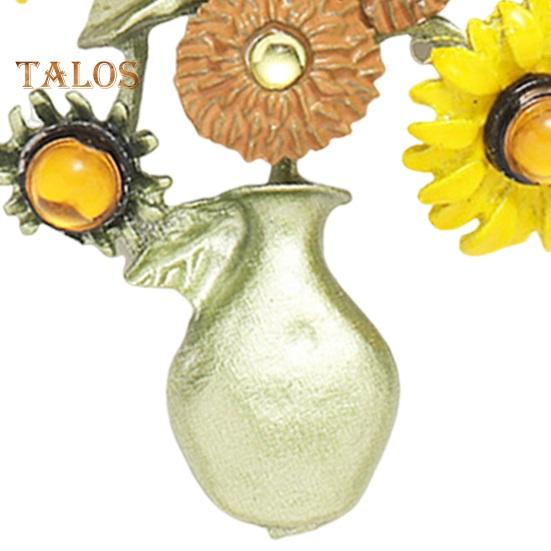 Women Brooch Sunflower Vase Shape Enamel Vintage Anti-slip Suit Coat Collar Hat Scarf Decoration Clothes Pin Prom Party Garment Jewelry