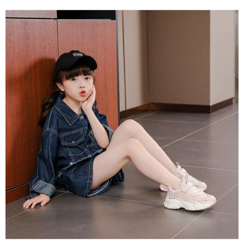 Обувь для папы, модные кроссовки из дышащей сетки для девочек на весну и осень, повседневная обувь для детей среднего и старшего возраста