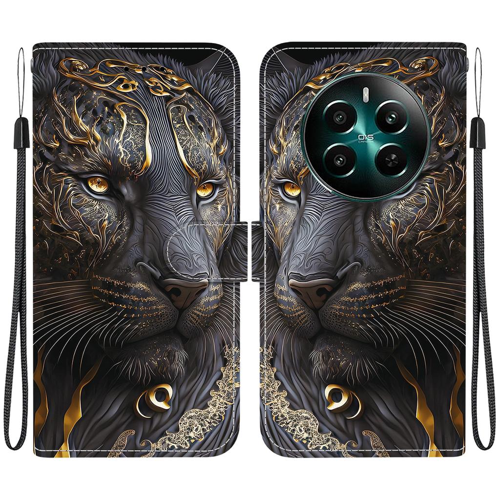 Чехол-книжка из искусственной кожи ручной работы для Realme 12+ / Realme 12 Plus, противоскользящий, противоударный чехол с ремешком на запястье и рисунками кошек с сердечками/розами