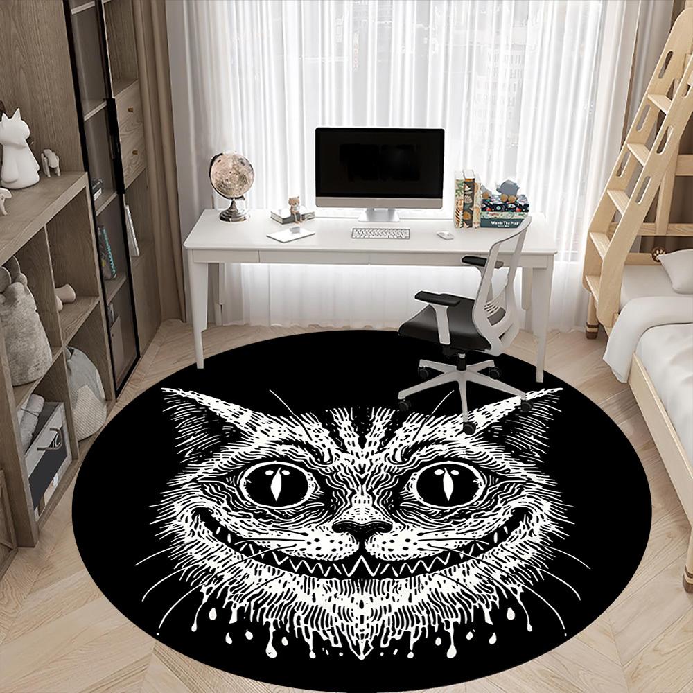 1pc Whiskers Whimsy Office Round Area Rug, Under Office Chairs Bedroom Living Room Home Decor, Room Deco, Available in Various Sizes
