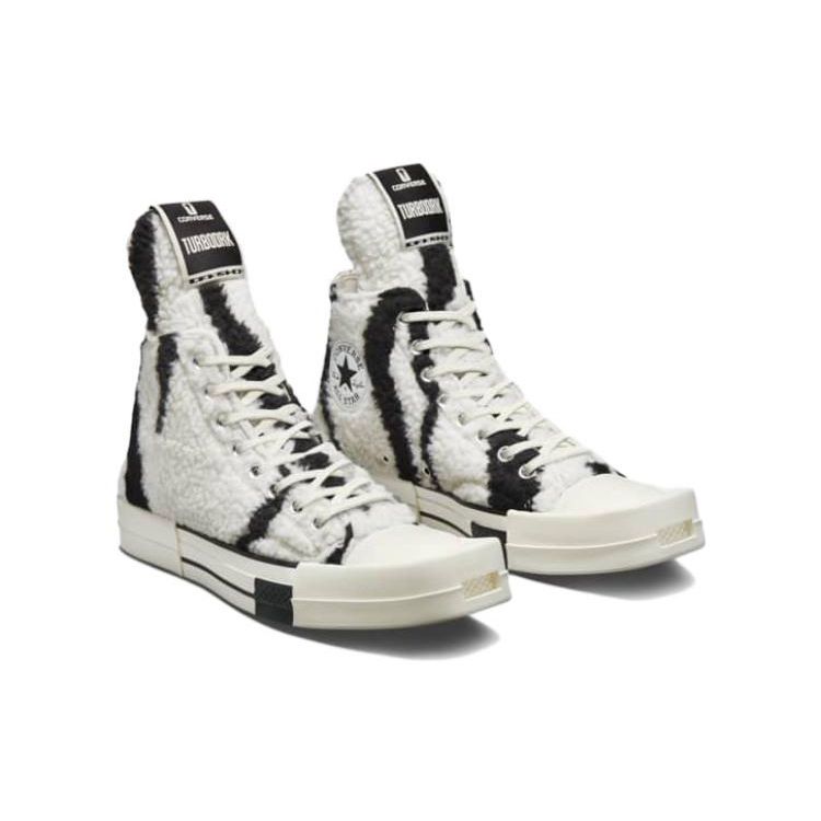 Rick Owens x Converse DRKSHDW TURBODRK Chuck 70 High Зебра Унисекс Кроссовки Белый Лилейно-белый Черный A03943C