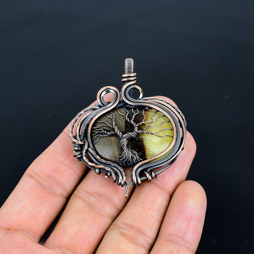 Септария 999 Медная проволока, обернутая кулон, Кулон Древо жизни из драгоценных камней ручной работы, Подарки для жены Новый кулон