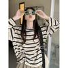 Early Autumn New Korean Version Loose Striped Long-sleeved T-shirt for Women Ins Internet Celebrity Students Versatile Thin Top