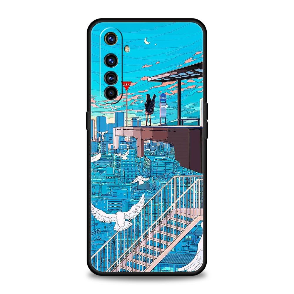 Аниме Девушка Арт Пейзаж Для Realme GT Neo 2 3 3T Чехол для телефона Realme 10 9 8 5G 7 6 GT2 Pro Plus 9i 8i C21 C11 C25 C35 Чехол