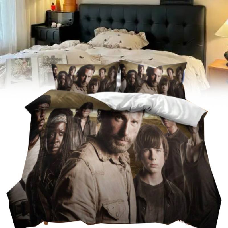 Walking Dead The Series Printed Duvet Cover Pillowcase Bedding Three Piece Set
