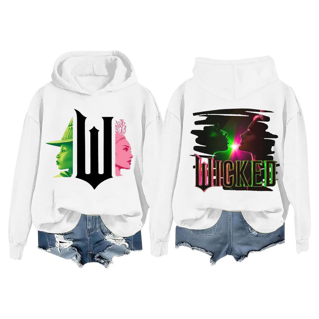 Женская модная повседневная кофта с длинными рукавами и принтом ведьмы с капюшоном