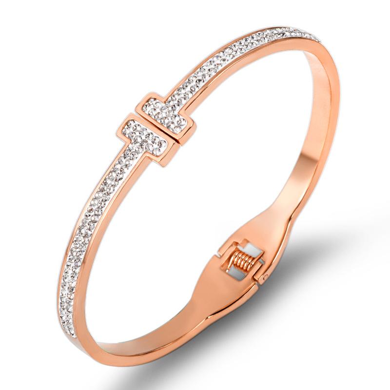 2026 popular diamond-encrusted bracelet women, European and American trend buckle spring bracelet