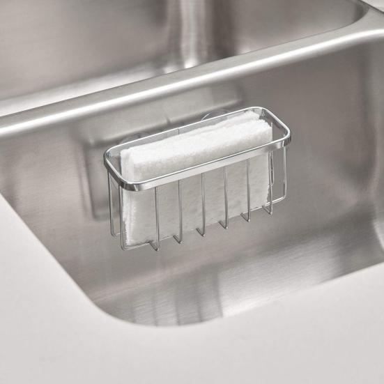 Корзина для хранения губки с быстрым дренажем, антидеформированный держатель для раковины из полированной нержавеющей стали, присоска, кухонные аксессуары