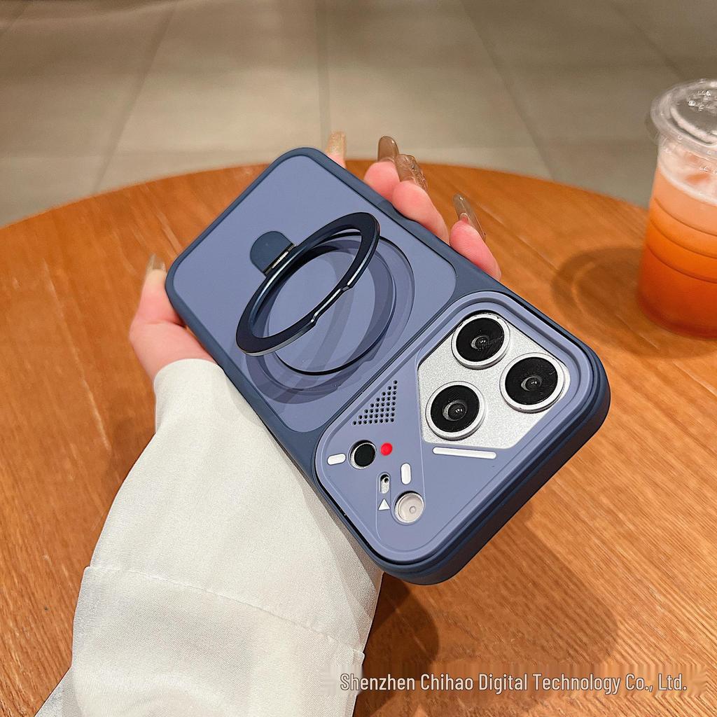Магнитный матовый противоударный чехол для iPhone 17 Pro Max в стиле Mecha Color с ощущением кожи Apple 16