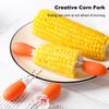 1 Pair Corn Holders Stainless Steel Corn Cob Holders BBQ Skewers for Home Cooking Twin Pin Sweetcorn Holders Multi-Functional Barbecue Forks