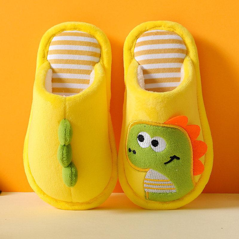 Children Cartoon Dinosaur Cotton Slipper Soft Autumn Winter Warm Princess Baby Boy Girl Indoor Home Bedroom Warm Cotton Shoes