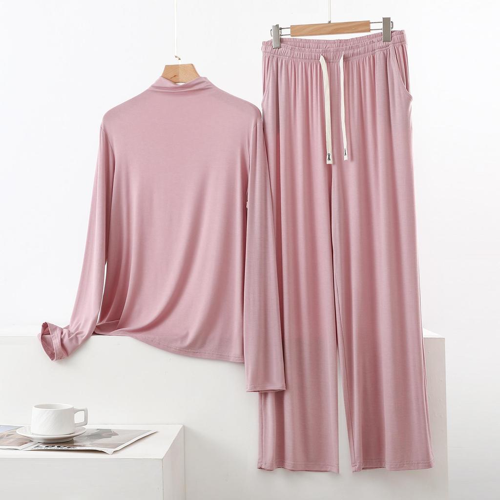 Женский пижамный комплект с высоким воротником и длинным рукавом с защитой плеч - Мягкий, гладкий, больших размеров, летняя одежда для сна