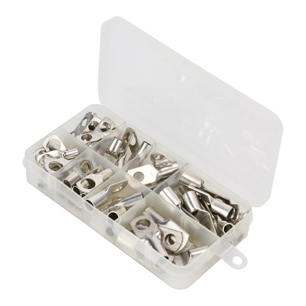 60Pcs Copper Lug Connector Ring Tinned Electrical Wire Terminals Assortment Kit SC6?SC25