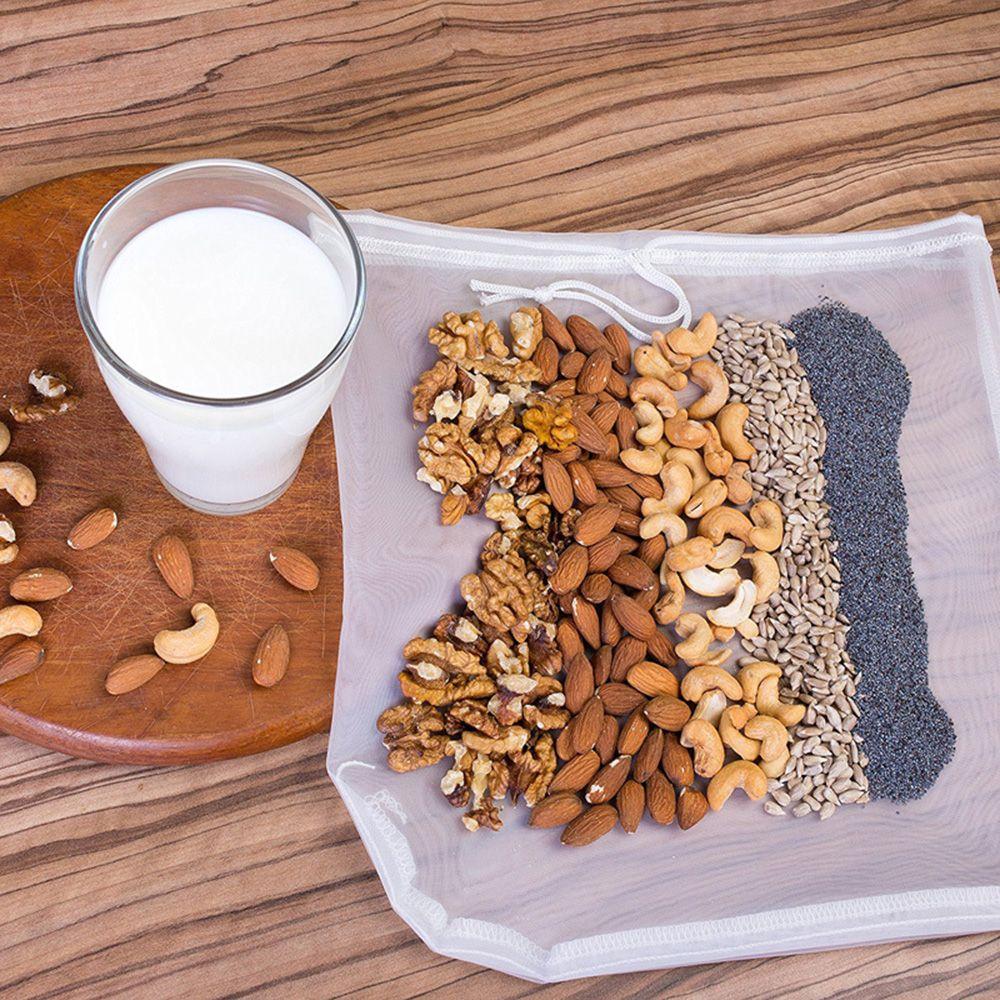 1/5PCS New Liquid Reusable Nylon Mesh Tea Coffee Filter Net Strainer Nut Milk