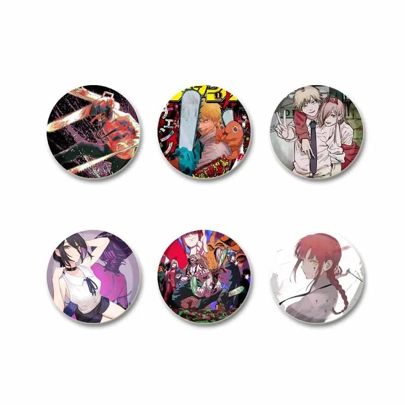 32/44/58MM Chainsaw Man Enamel Pin Brooch, Cute Anime Figure, Power Makima Lapel Pins, Backpack, T-shirt, Jewelry Accessories, Gifts