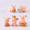 Cute Bonsai Decoration Mini Animal Statue Gold Ingot Resin Ornaments Micro Pig Family Figurine