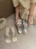 Мода Модные женские туфли-слайды с открытым носком Летние туфли на тонком высоком каблуке Повседневные туфли-лодочки для вечеринок Дамские серебристо-белые туфли для женщин