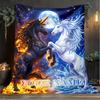 1PC Custom Name Unicorns Fire Ice flannel blanket versatile,all-season throw suitable for the living room,bedroom,camping,travel,and gift