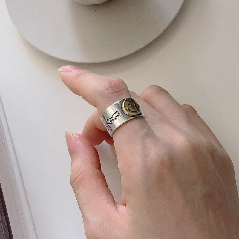 1 шт. Модное ретро креативное кольцо со смайликом, кольцо на указательный палец