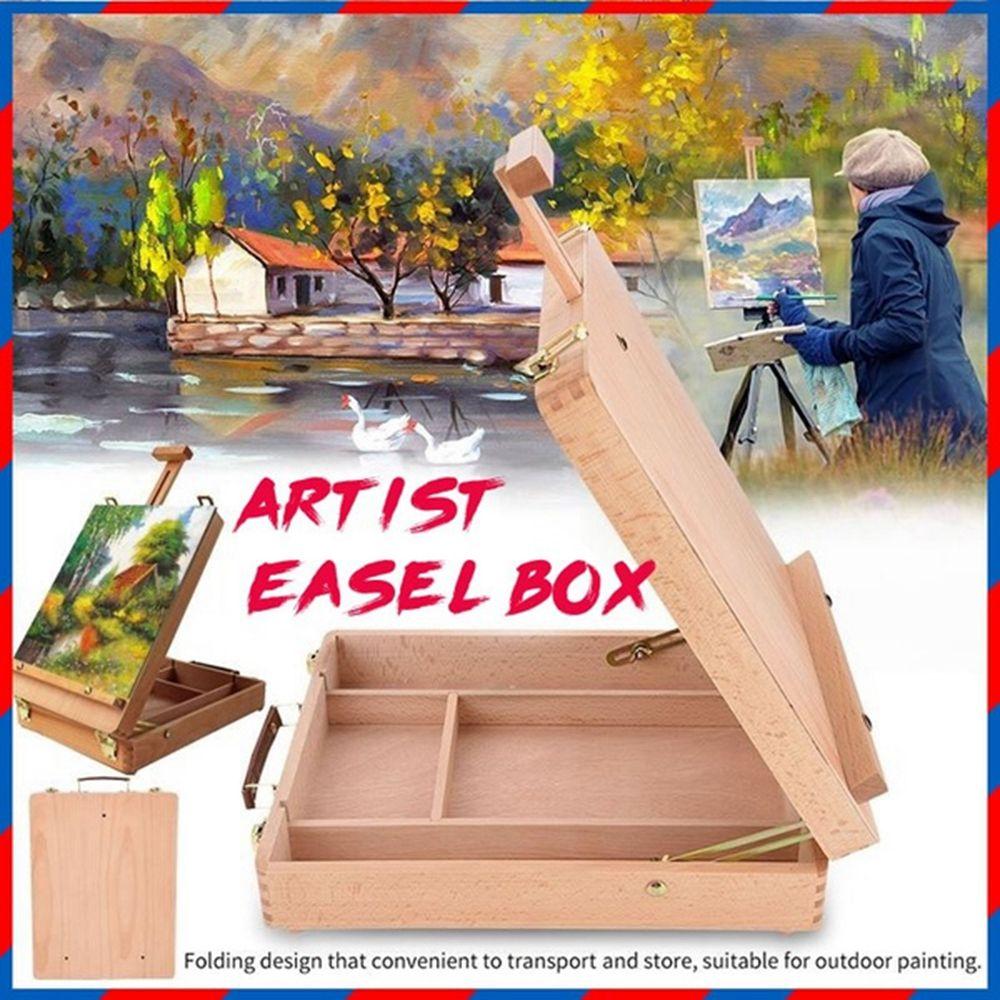 Wooden Children Drawing Supplies Table Desktop Easel Sketch Box Painting Supplies Oil Paint