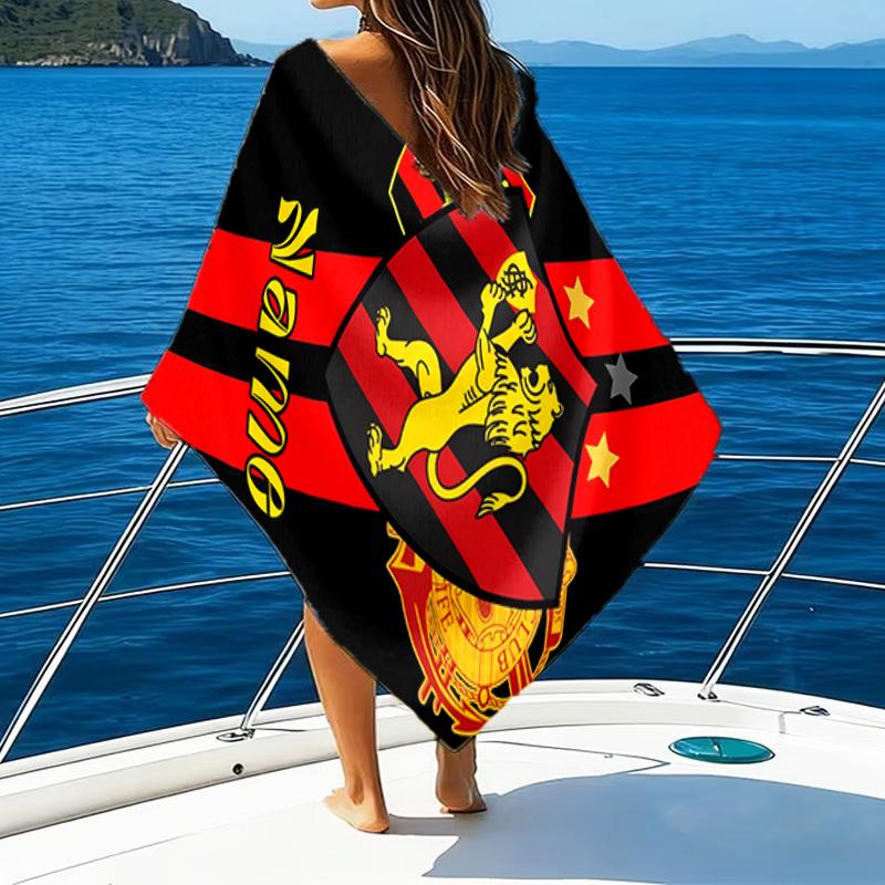 1PC Custom Name Beach Towel Recife Lion Crest Emblem Beach Towel, Suitable for Camping, Travel, Beach Accessories, Super Absorbent, Family Gift