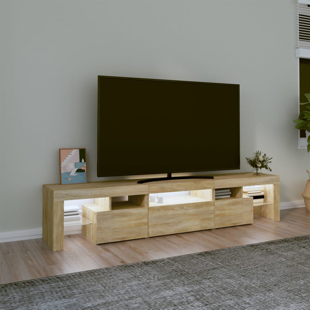 Vidaxl Szafka Pod Tv Z Oświetleniem Led, Dąb Sonoma 200X36,5X40 Cm