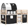 VidaXL Lit Mezzanine Enfants avec Tunnel, Lit Intermédiaire avec Rangement, Meuble de Chambre à Coucher, Moderne, Blanc/Noir 3283844
