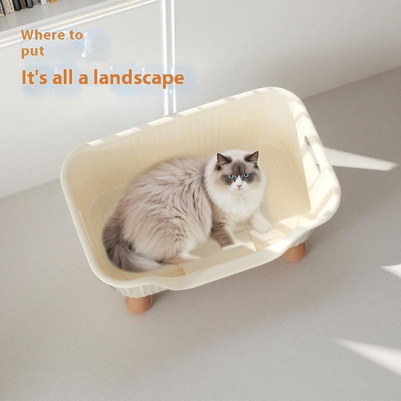 Простой полузакрытый лоток для кошачьего туалета большой вместимости с защитой от брызг и увеличенной высотой, уборочный таз, товары для питомцев