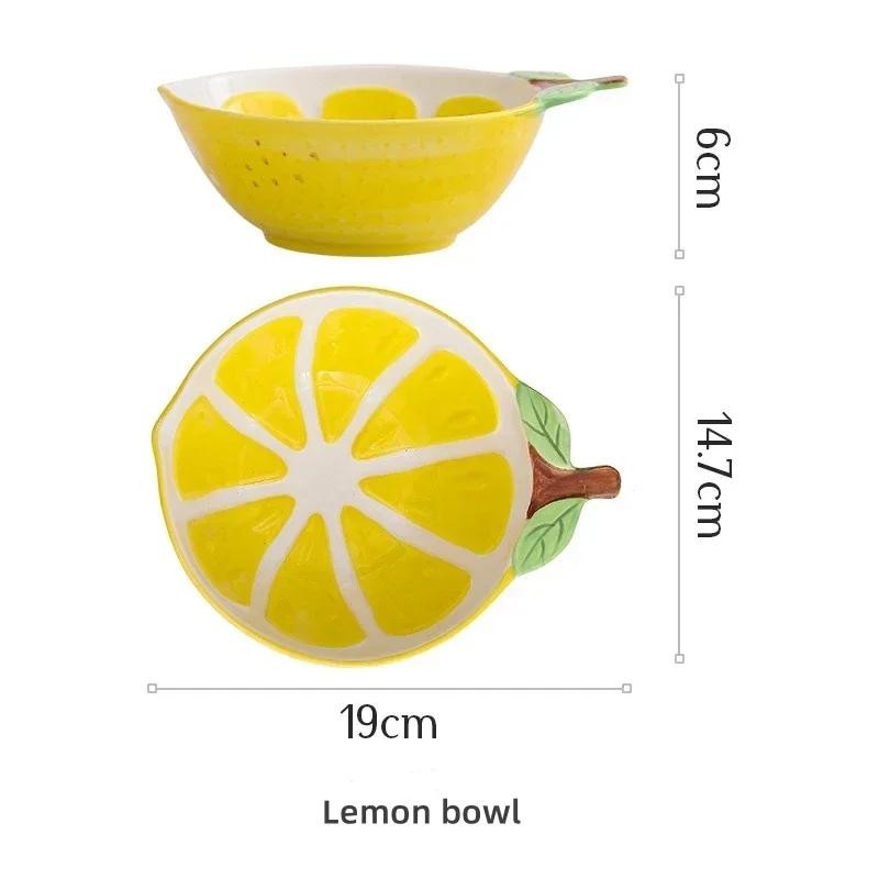 Fruit Shape Hand-painted Ceramic Tableware Pineapple Strawberry Lemon Shape Rice Bowl Fruit Salad Plate Dessert Cake Dish