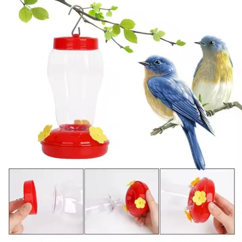 480ML Clear Plastic Bird Water Feeder Hanging Bottle with Iron Hook for Garden Hummingbird Feeder Pet Bird Supplies