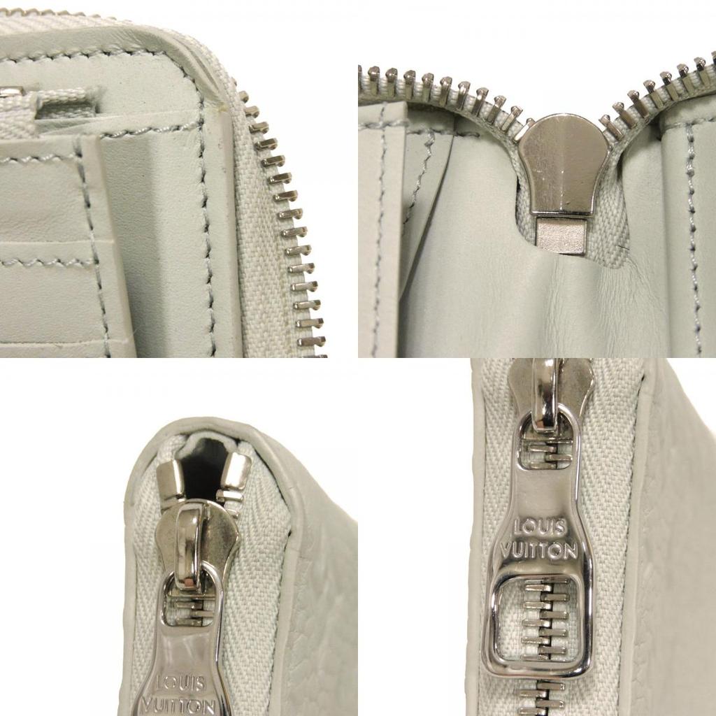 Used 12564 Zippy Wallet Vertical M82597 7940 LV Logo Zip Around RFID Monogram Taurillon Clemence Mineral Gray Men's