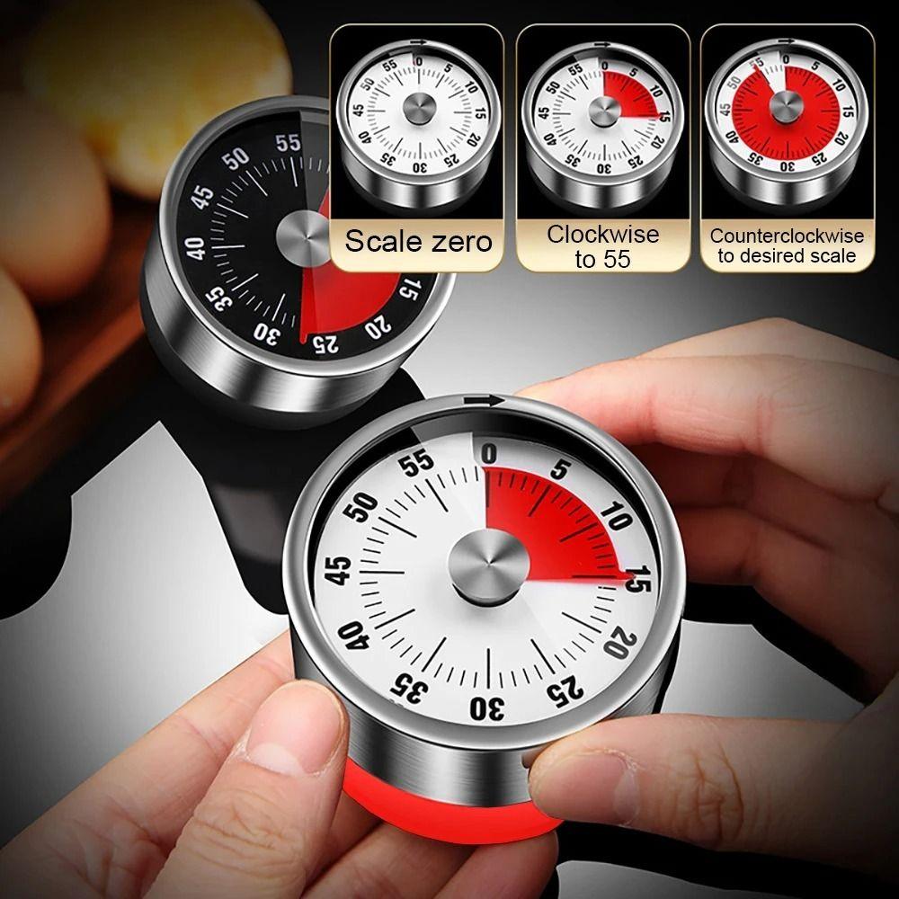 Stainless Steel Visual Countdown Clock Sounding Rotating Timer Kitchen Tool Alarm Clock Exercise