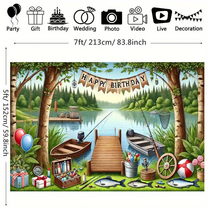 Beach fishing 7x5 feet polyester background cloth - Perfect for birthday partiesXY