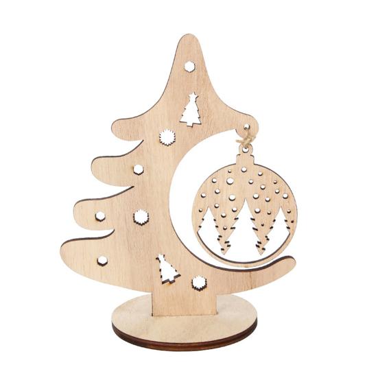Xmas Tree Cutout Ornament Wooden Tree Ornament with Cut-out Patterns Hanging Pendant Freestanding Christmas Tree Centerpiece for Table Mantel