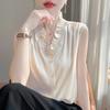 Женская летняя рубашка из шелка тутового шелкопряда, 50% шелка, 50% полиэстера, дышащая, легкая, с короткими рукавами, для поездок на работу, повседневная мода