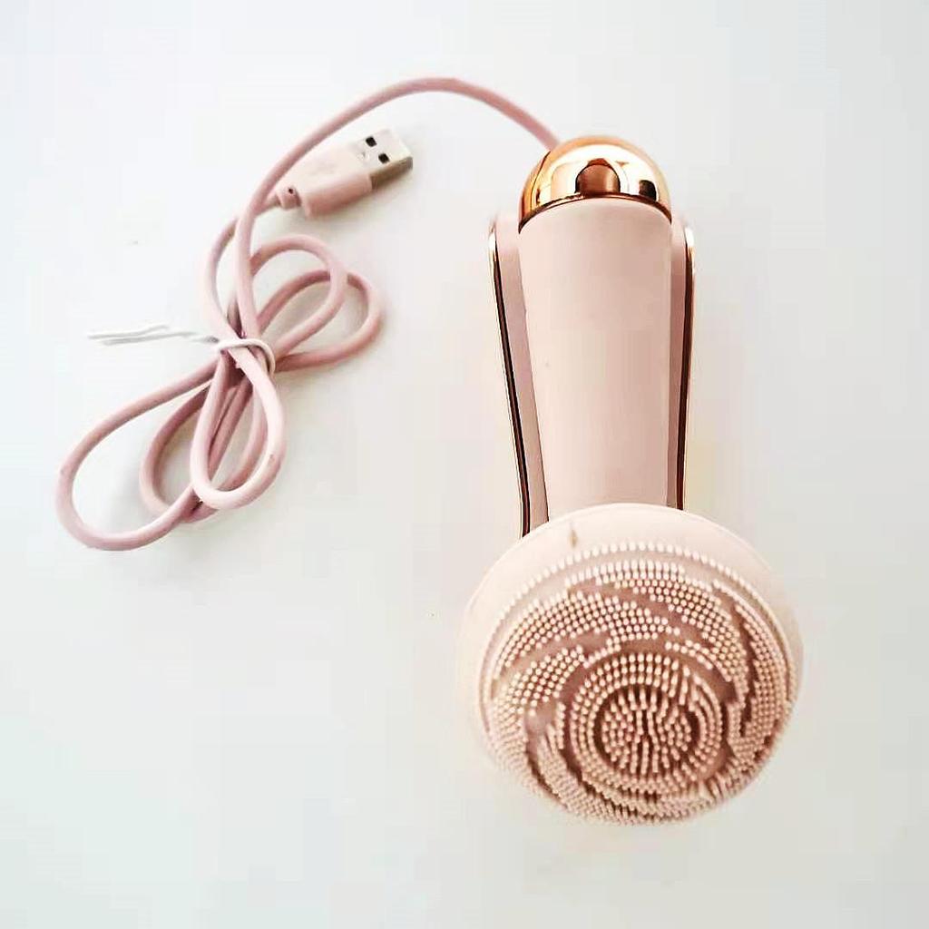 Перезаряжаемая вращающаяся щетка для очищения лица с силиконовым массажером
