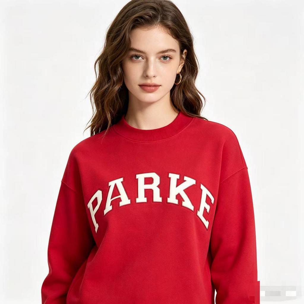 2026PARKE Embroidered Slimming Cotton Casual Pullover Sweatshirt Jacket