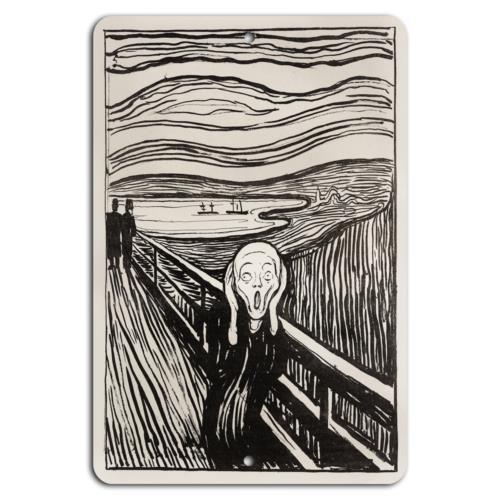 The Scream Elegant Black White Metal Art SignAluminum