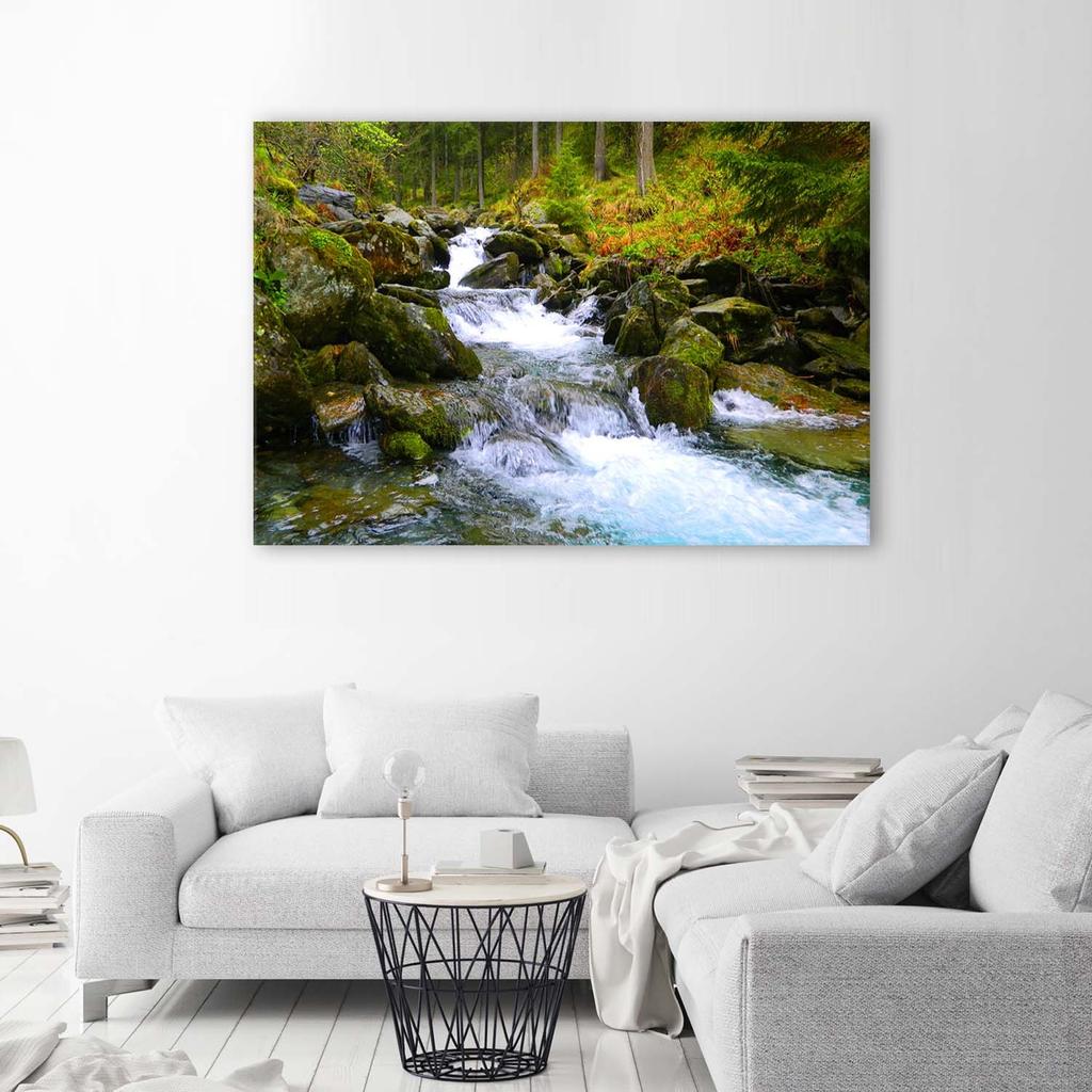 Canvas Print Waterfall Mountain Forest