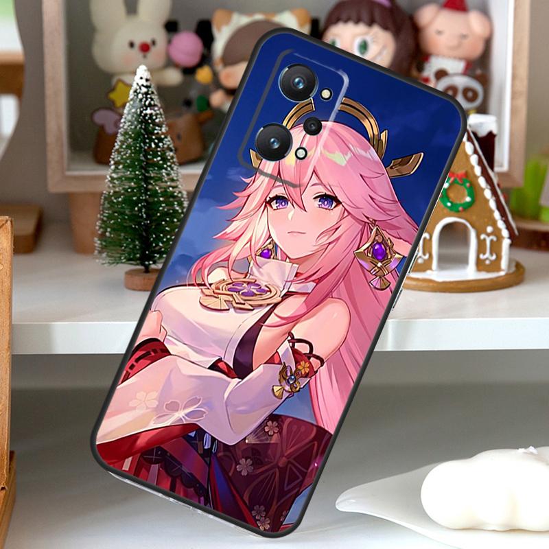 Чехол Yae Miko Genshin Impact для OPPO Realme C55 C35 C33 C31 C30 C25 C21Y C11 GT Neo 5 3T 2T Realme 10 9 11 Pro Plus