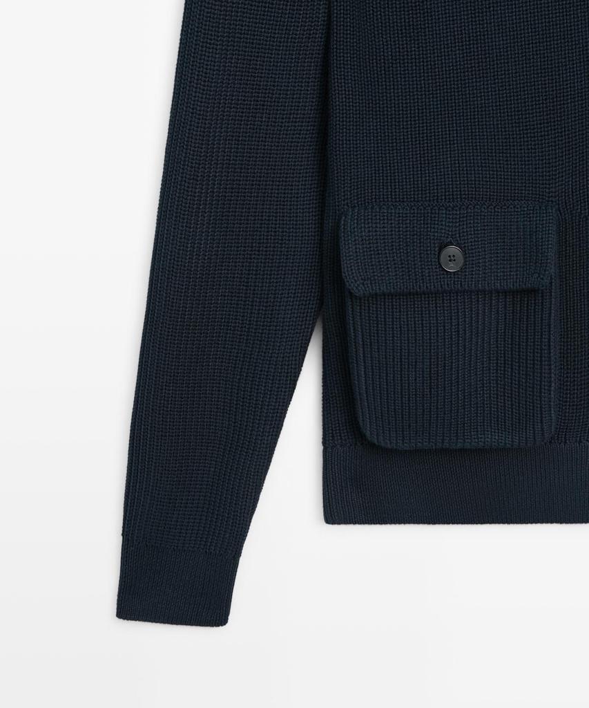 Хлопковый вязаный кардиган Massimo Dutti с карманами
