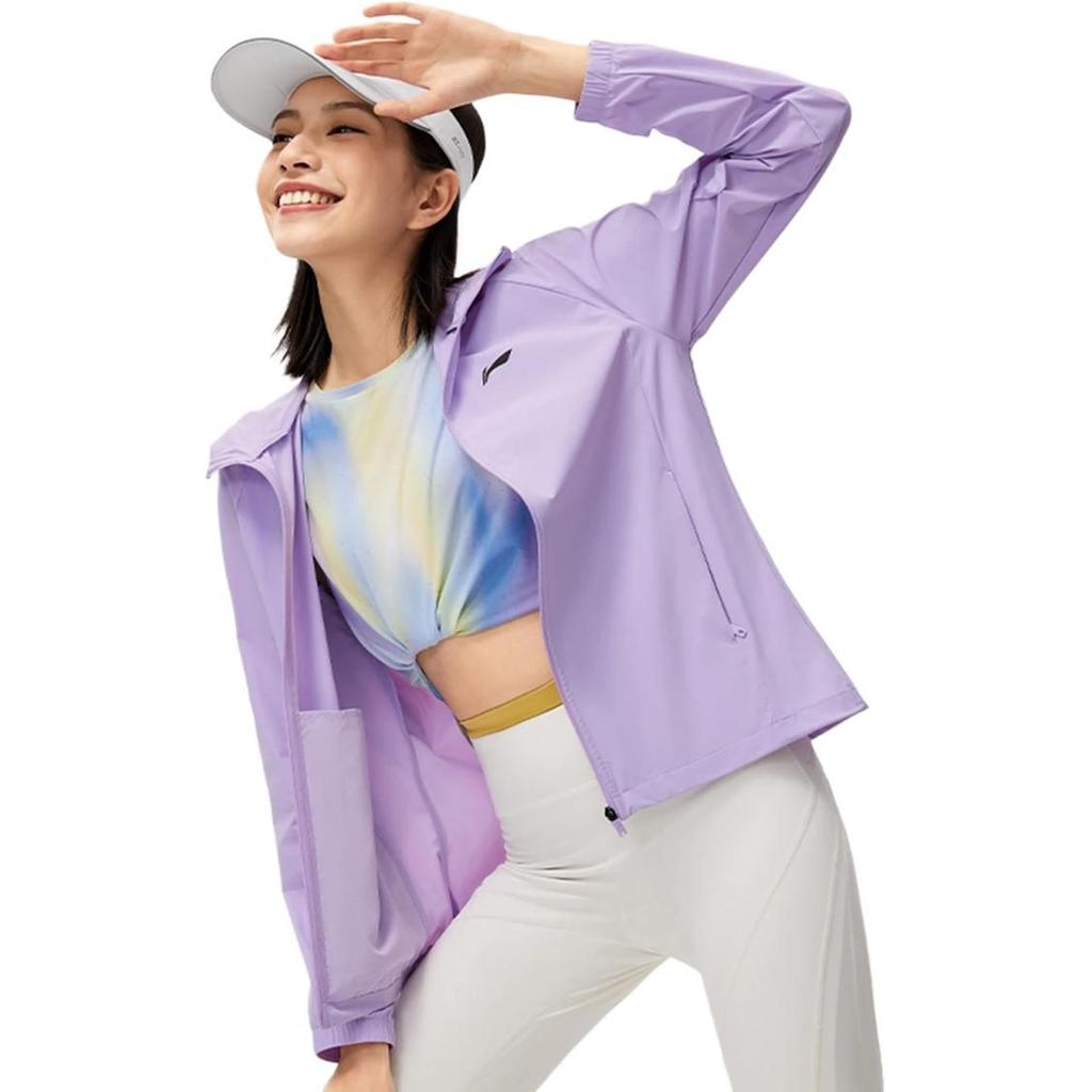 Тренч из коллекции Li Ning для бега, женский, кристально-фиолетовый AFDU164-11