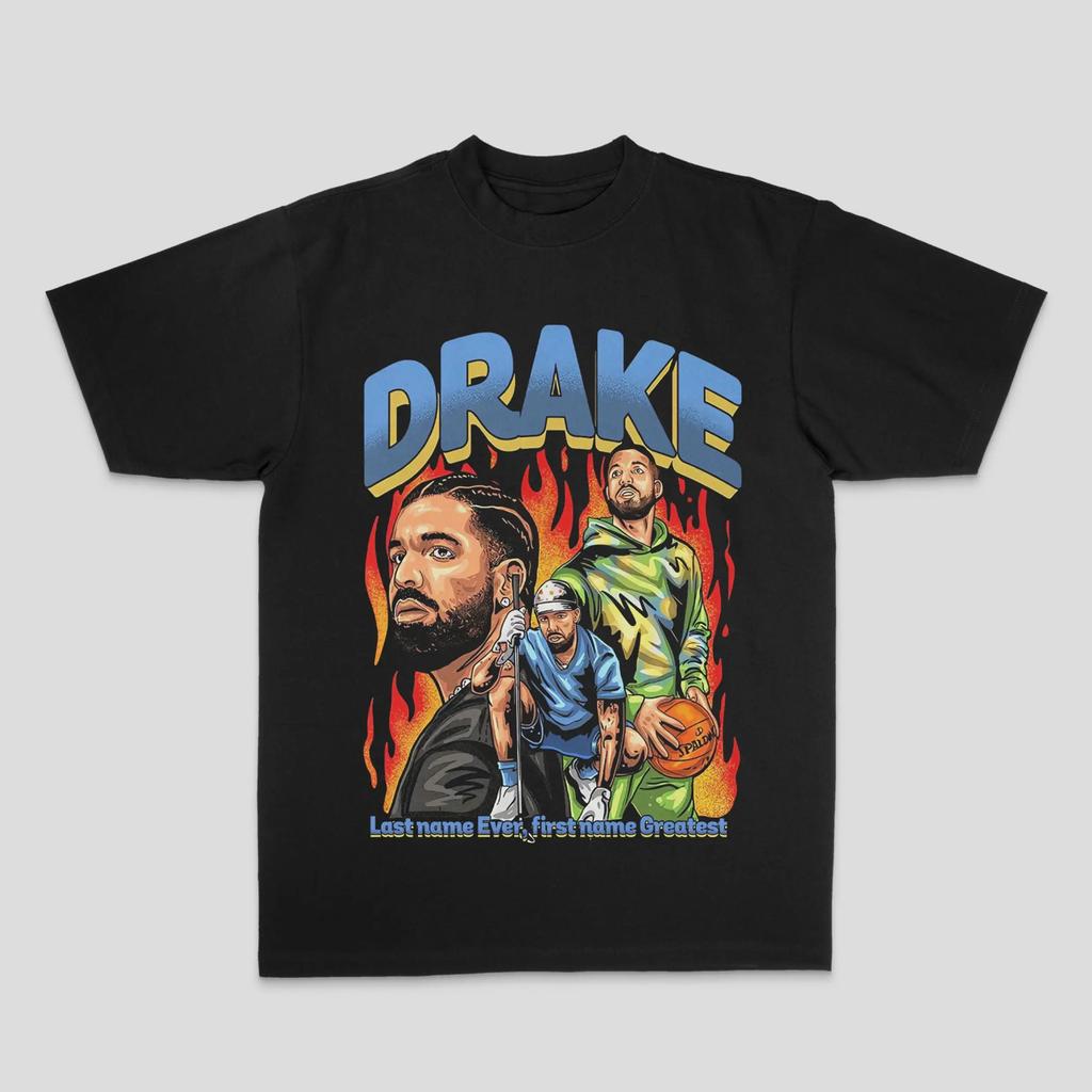 Vintage Washed Drake Hip Hop Rap Canadian Rapper Music Artist Printed Cotton T-shirt Men Women Tee Summer Casual Fashion Clothing Streetwear